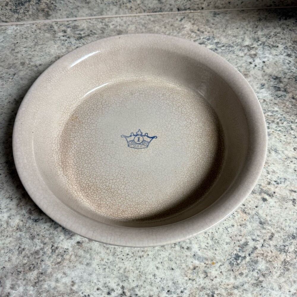 Vintage Blue Crown Robinson Ransbottom Pottery USA Pie Plate Stoneware